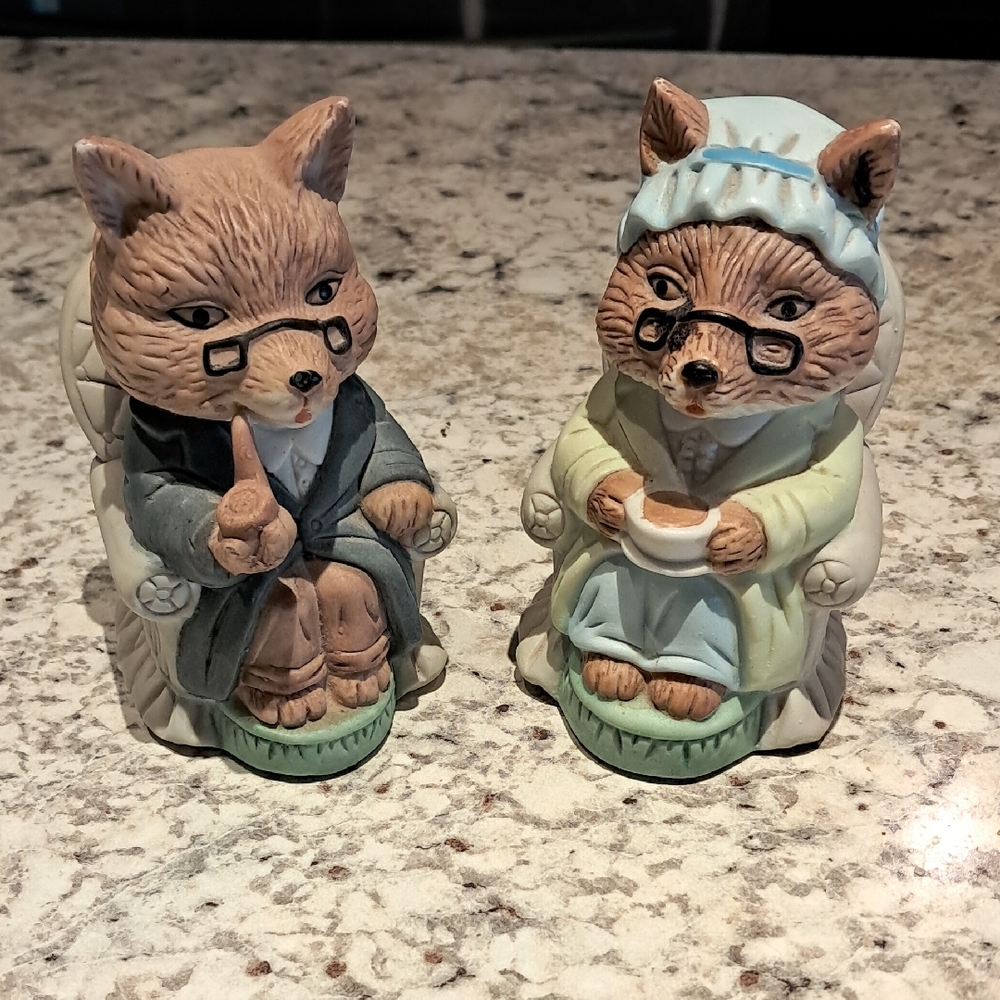 Charming Fox Figurines with Glasses